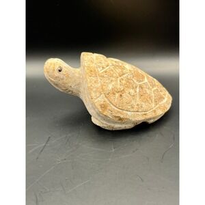 Stone Turtle‎ Sculpture Carved Figure Glass Eyes Art Statue Figurine 2" x 4"